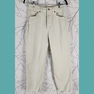 Zara Ivory Off White High Rise Straight Leg Crop Jeans